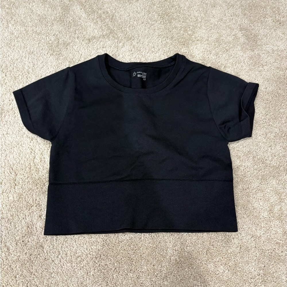Classic Black Women's Crop Top Workout Top